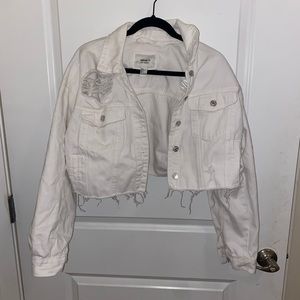 Forever 21 cropped white jean jacket